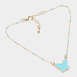 Enamel Butterfly Pendant Pointed Bracelet