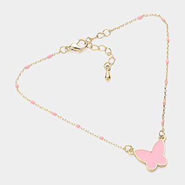 Enamel Butterfly Pendant Pointed Bracelet