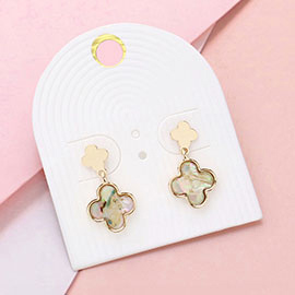 Abalone Quatrefoil Dangle Earrings