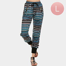 Large - Blue Square Bead Prints Jogger Pants