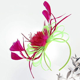 Mesh Flower Feather Fascinator / Headband