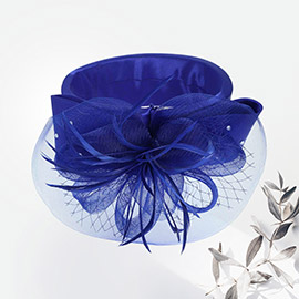 Flower Bow Feather Mesh Pointed Fascinator / Hat