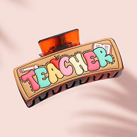 TEACHER Message Faux Leather Hari Claw Clip