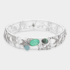 Abalone Starfish Pointed Stretch Bangle Bracelet