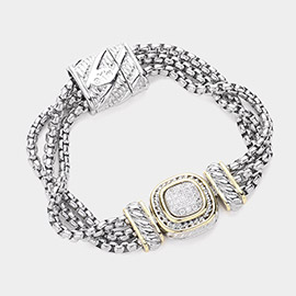 Square CZ Stone Magnetic Bracelet