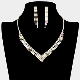 Rhinestone Paved V Shaped Necklace