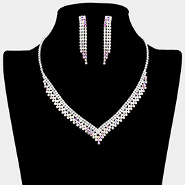 Rhinestone Paved V Shaped Necklace