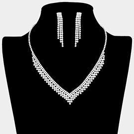 Rhinestone Paved V Shaped Necklace