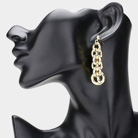 14K Gold Plated Chunky Chain Dropdown Earrings