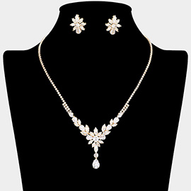 CZ Stone Flower Pointed Rhinestone Paved Necklace