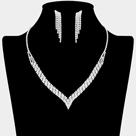 Rhinestone Paved  V Shaed Necklace