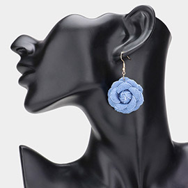 Rose Light Denim Dangle Earrings