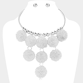 Oversized Metal Wire Ball Chandelier Bib Necklace