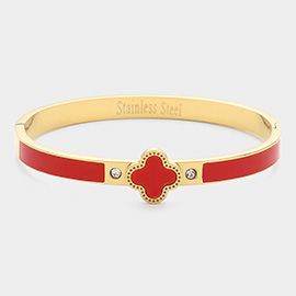 Quatrefoil Pointed Stainless Steel Hinged Bracelet