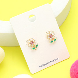 Pearl Flower Stud Earrings