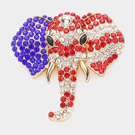 American USA Stone Paved Elephant Pin Brooch