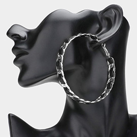 Oversized Faux Leather Twisted Hoop Earrings