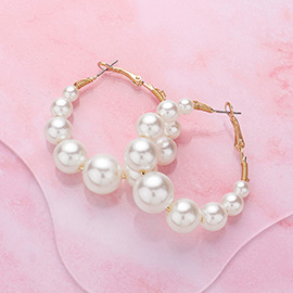 Pearl Beaded Hoop Earrings