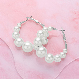 Pearl Beaded Hoop Earrings