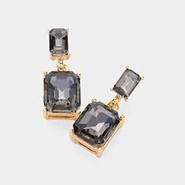 Emerald Cut CZ Stone Dangle Evening Earrings