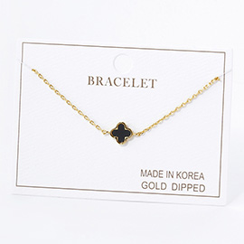 Gold Dipped Quatrefoil Charm Pointed Bracelet