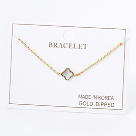 Gold Dipped Quatrefoil Charm Pointed Bracelet