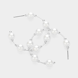 Pearl Station Hoop Earrings