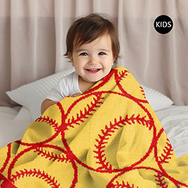 Softball Patterend Reversible Kids Throw Blanket