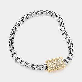 CZ Stone Paved Cylinder Pointed Magnetic Bracelet