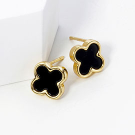 Gold Dipped Quatrefoil Stud Earrings