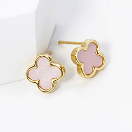 Gold Dipped Quatrefoil Stud Earrings