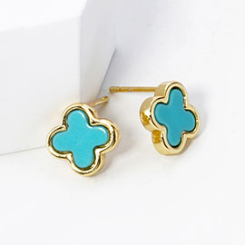 Gold Dipped Quatrefoil Stud Earrings