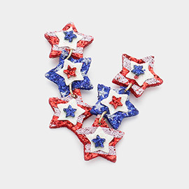 American USA Sequin Star Link Dropdown Earrings