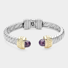 CZ Stone Tip Hinged Cuff Bracelet