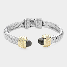 CZ Stone Tip Hinged Cuff Bracelet