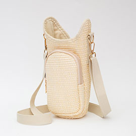 Woven Basket Tumbler Carrier Holder Crossbody Bag