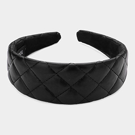 Faux Leather Quilted Puffer Headband