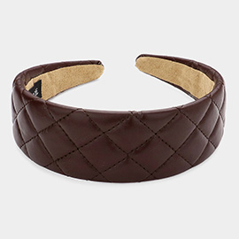 Faux Leather Quilted Puffer Headband