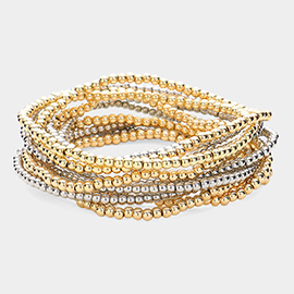 10PCS - Metal Ball Stretch Multi Layered Bracelets