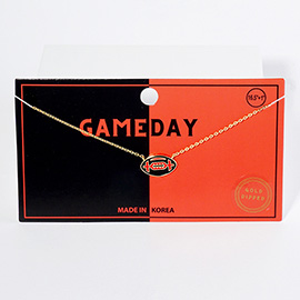 Gold Dipped Gameday Enamel Football Pendant Necklace