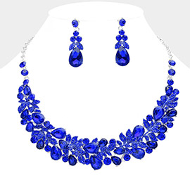 Teardrop Stone Cluster Embellished Evening Necklace