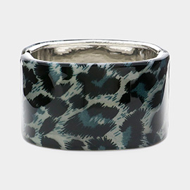 Celluloid Acetate Leopard Hinged Bangle Bracelet