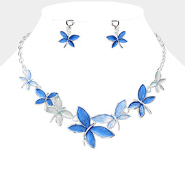 Colored Metal Dragonfly Bib Necklace