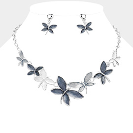 Colored Metal Dragonfly Bib Necklace