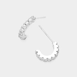 CZ Stone Paved Mini Hoop Earrings