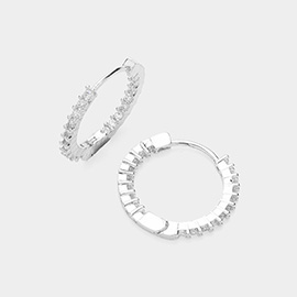 CZ Stone Paved Huggie Hoop Earrings