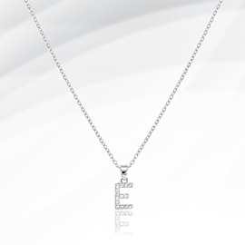 -E- Stainless Steel CZ Stone Paved Monogram Pendant Necklace