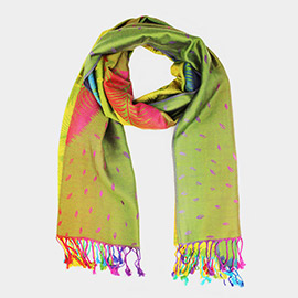 Colorful Peacock Printed Pashmina Scarf Shawl