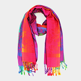 Colorful Flower Printed Pashmina Scarf Shawl