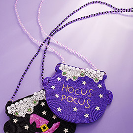 HOCUS POCUS Cauldron Beaded Mini Crossbody Bag